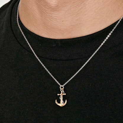 Collana Luca Barra Uomo Acciaio Pendente Ancora Rosa Gold _CA437