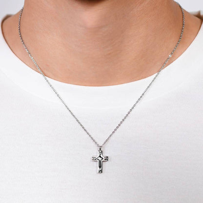 Collana Luca Barra Uomo Acciaio Croce IP Nero _CA514