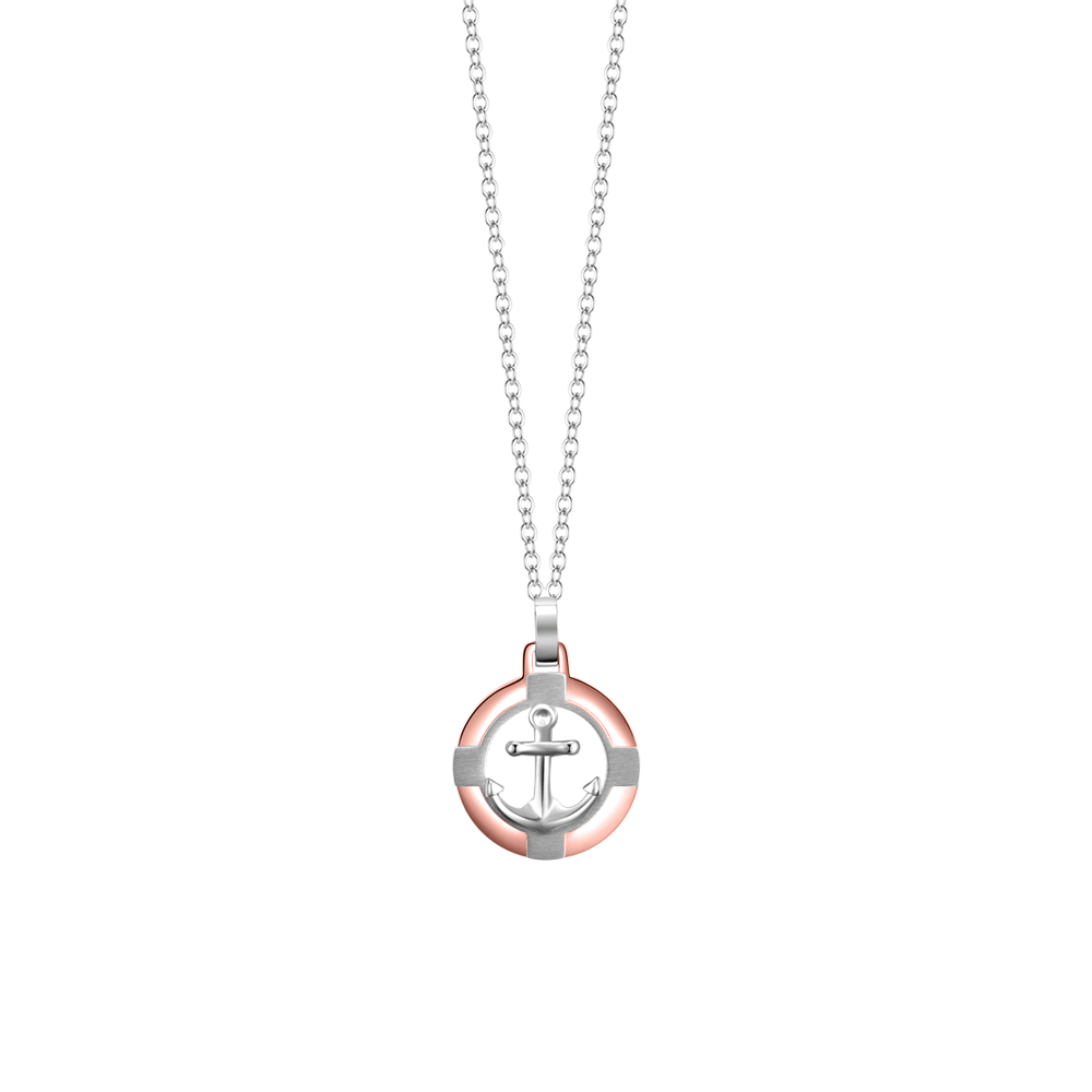 Collana Luca Barra Uomo Acciaio Pendente Ancora Rosa Gold _CA520