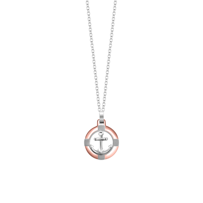 Collana Luca Barra Uomo Acciaio Pendente Ancora Rosa Gold _CA520