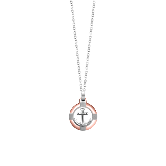 Collana Luca Barra Uomo Acciaio Pendente Ancora Rosa Gold _CA520