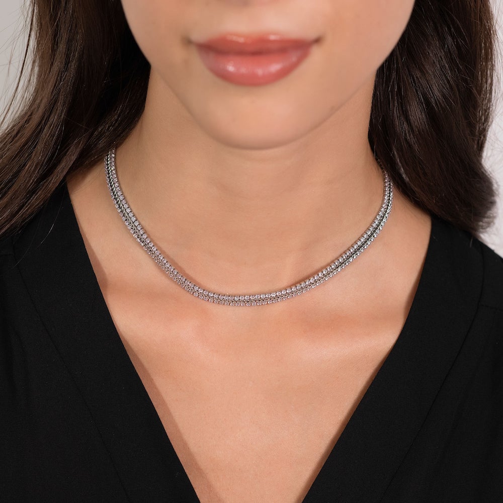 Collana Luca Barra Donna Acciaio Tennis Rosa _CK1967