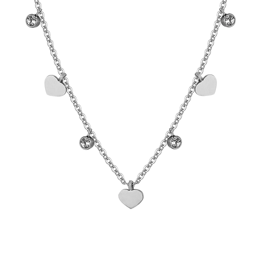 Collana Luca Barra Donna Acciaio Cuori e Cristalli _CK1993
