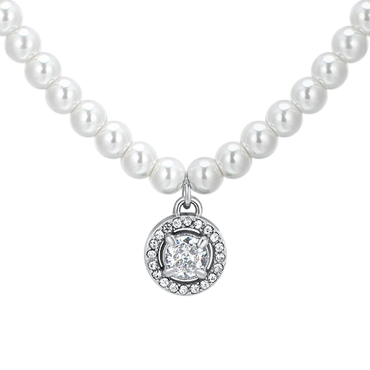 Collana Luca Barra Donna Acciaio Perle e Zircone Bianco _CK2006