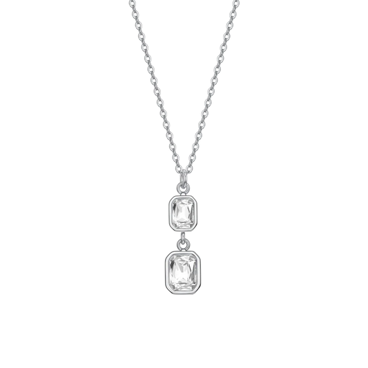Collana Luca Barra Donna Acciaio Pendente Cristalli Bianchi _CK2080