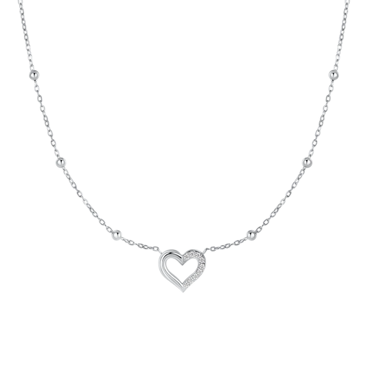 Collana Luca Barra Donna Acciaio Cuore Zirconi Bianchi _CK2205