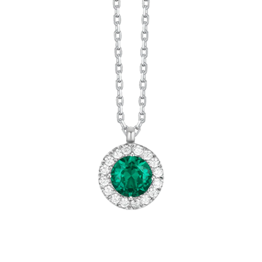 Collana Luca Barra Donna Acciaio Elemento con Zircone Verde _CK2227