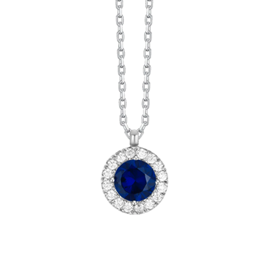 Collana Luca Barra Donna Acciaio Elemento con Zircone Blu _CK2228