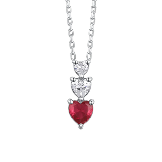 Collana Luca Barra Donna Acciaio Cuori Zirconi Bianchi Rosso _CK2236