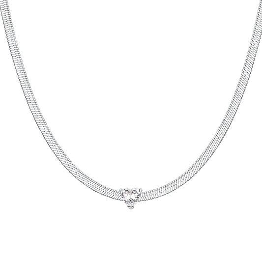 Collana Luca Barra Donna Acciaio Snake Zircone Cuore Bianco _CK2250