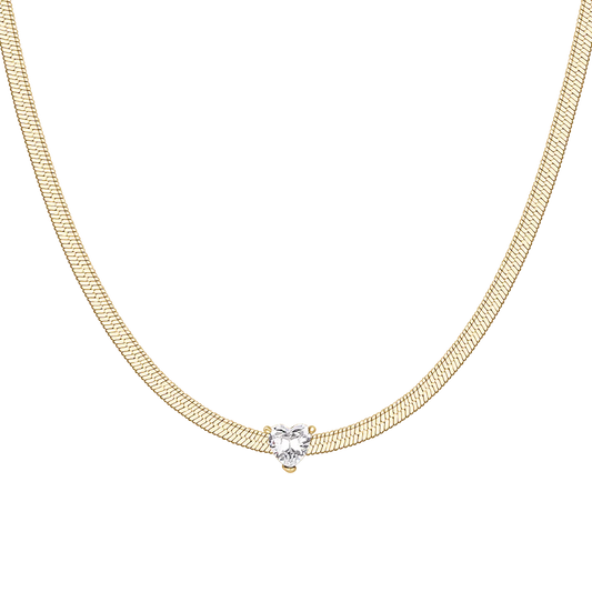 Collana Luca Barra Donna Acciaio Snake Gold Zircone Cuore Bianco _CK2254