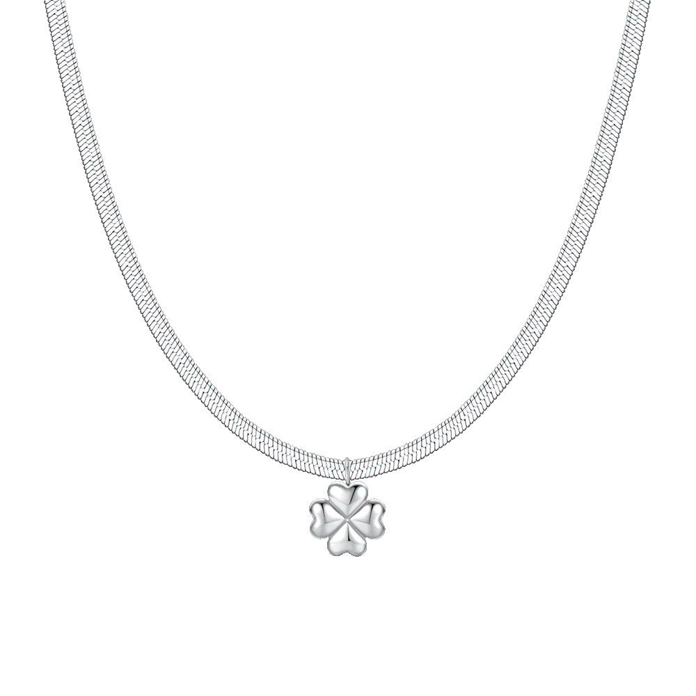 Luca Barra Lange Damen-Halskette mit Blumen- und Herzanhänger und weißen Kristallen _CK1711