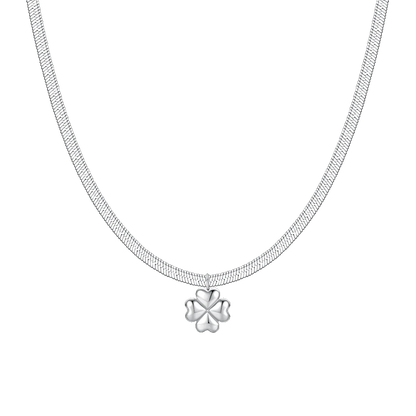 Luca Barra Lange Damen-Halskette mit Blumen- und Herzanhänger und weißen Kristallen _CK1711