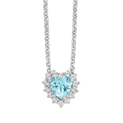 Collana Girocollo Miluna Donna Argento 925 Topazio Azzurro Cuore e Topazi Bianchi _CLD5088