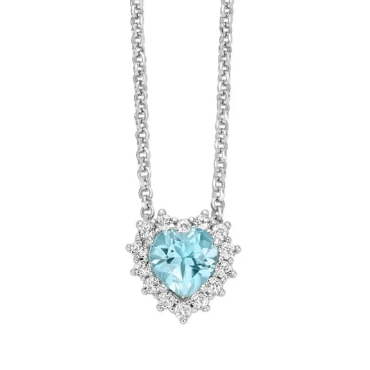 Collana Girocollo Miluna Donna Argento 925 Topazio Azzurro Cuore e Topazi Bianchi _CLD5087