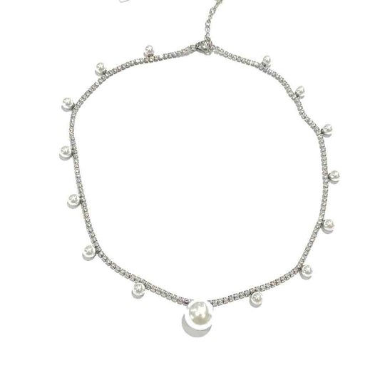 Collana Liu Jo Donna Acciaio Silver Modello Tennis E Perle _LJ3018