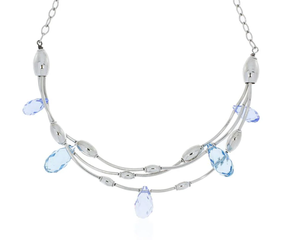 Collana Boccadamo Donna Argento Cristalli T Goccia Azzurro GR228