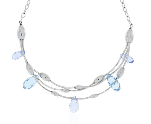 Collana Boccadamo Donna Argento Cristalli T Goccia Azzurro GR228