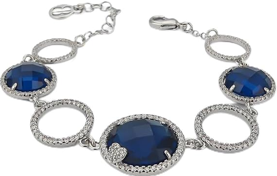 Bracciale Boccadamo Donna Bronzo Argentato Cristalli Blu e Zirconi _XBR979B