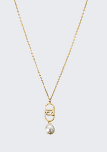 Collana Donna Acciaio Dorato Pendente Logo Monogram Pendente Perla _LJ2208