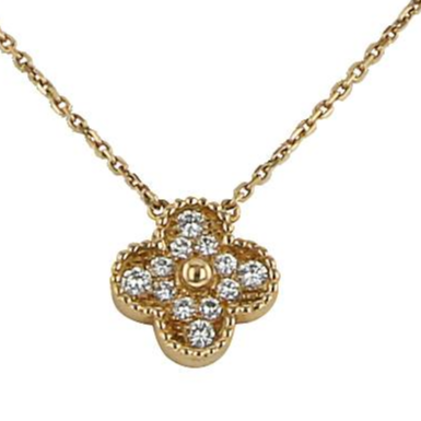 Vancleef Damen-Halskette aus 925er Silber mit vierblättrigem Kleeblatt und Zirkonia _LSC13