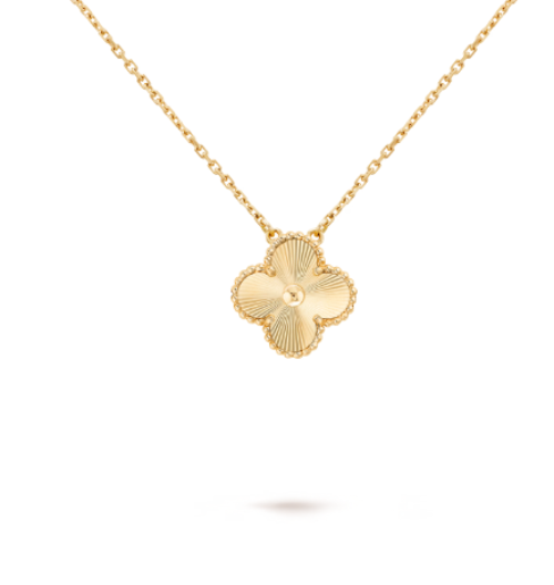 Vancleef Damen-Halskette aus 925er Silber mit goldener vierblättriger Kleeblume _LSC12 