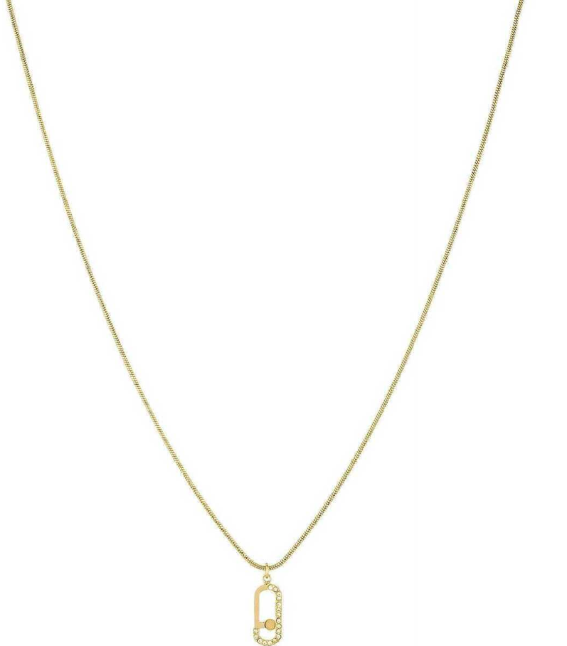 Collana LIU JO Donna Acciaio Dorata con Ciondolo Logo e Zirconi _LJ1803