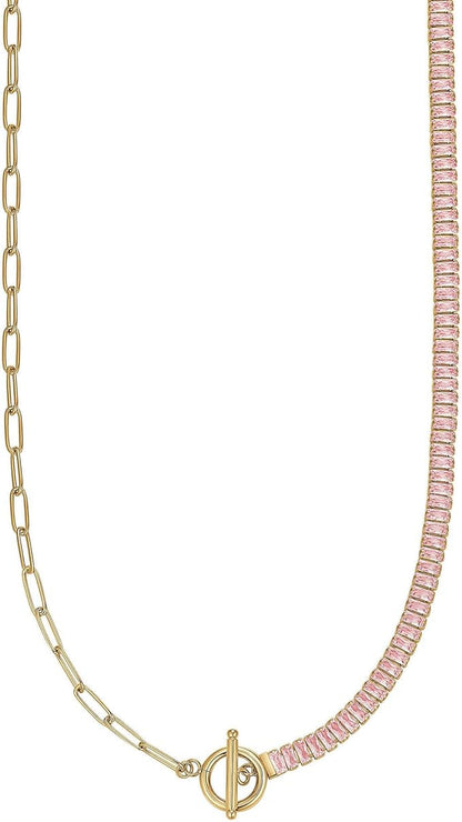 Collana Luca Barra Donna Acciaio Color. Oro Cristalli Rosa CK1735