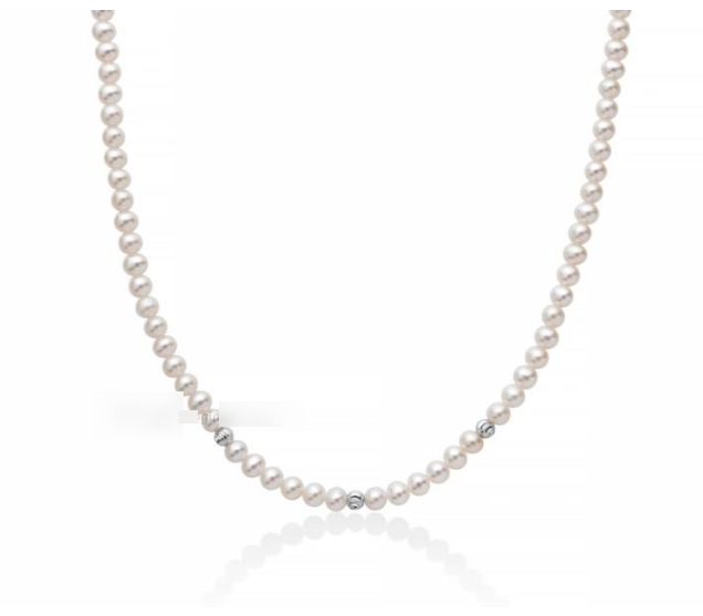 Collana Miluna Donna Oro Bianco 18 kt Perle 4,5-5,3 n. 3 Sfere Oro Bianco PCL6317