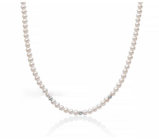 Collana Miluna Donna Oro Bianco 18 kt Perle 4,5-5,3 n. 3 Sfere Oro Bianco PCL6317