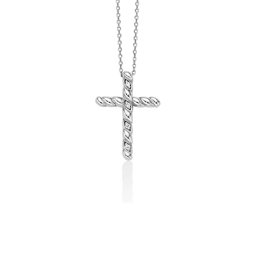 Collana Miluna Donna Oro Bianco 9 ct Croce e Diamanti1,12 ct _CLD4682X