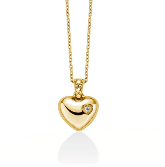 Collana Miluna Donna Oro Giallo 9 kt Pendente Cuore e diamante _CLD4667X