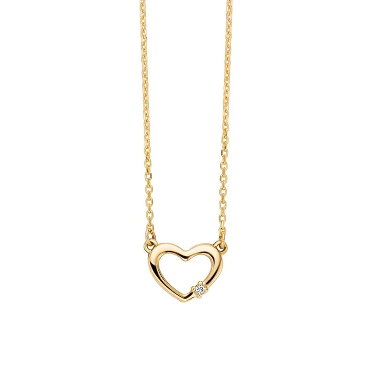 Collana Miluna Oro Giallo 9 KT Cuore e Diamante 0,28 ct _CLD4687X
