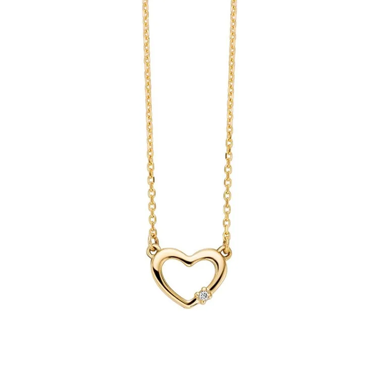Collana Miluna Oro Giallo 9 KT Cuore e Diamante 0,28 ct _CLD4687X