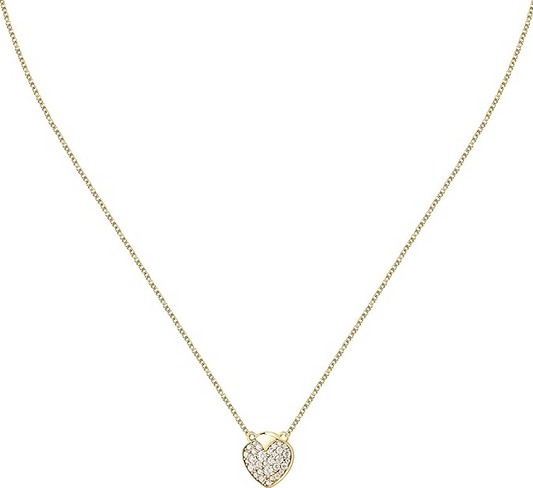 Collana Morellato Donna Acciaio Col. Oro Collezione Istanti Ciondolo Cuore Cristalli Bianchi SAVZ13