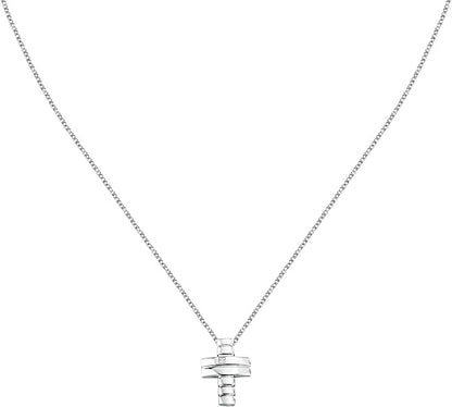 Morellato Herren-Halskette mit Kreuzanhänger aus 925er Silber mit Diamantbesatz _SAYE01 
