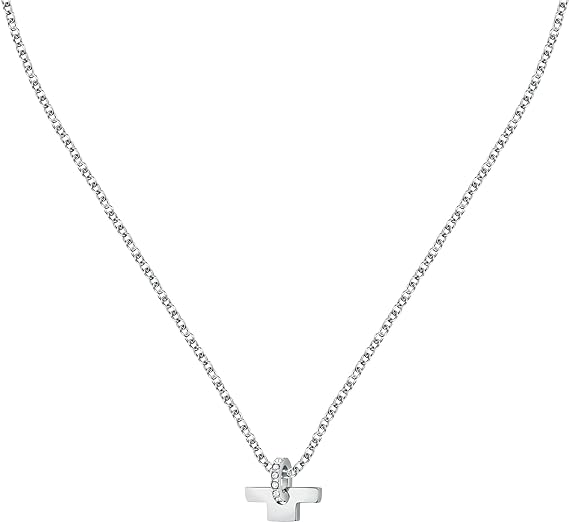 Collana Trussardi Donna Acciaio Argento T-Logo Cerchietto Cristallo  TJAXC14