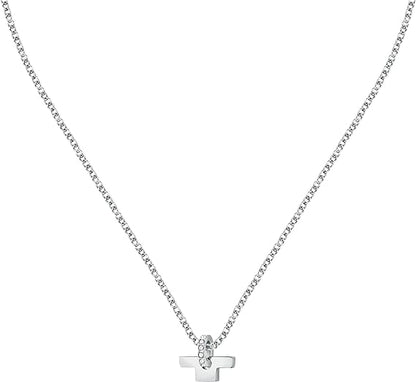 Collana Trussardi Donna Acciaio Argento T-Logo Cerchietto Cristallo  TJAXC14