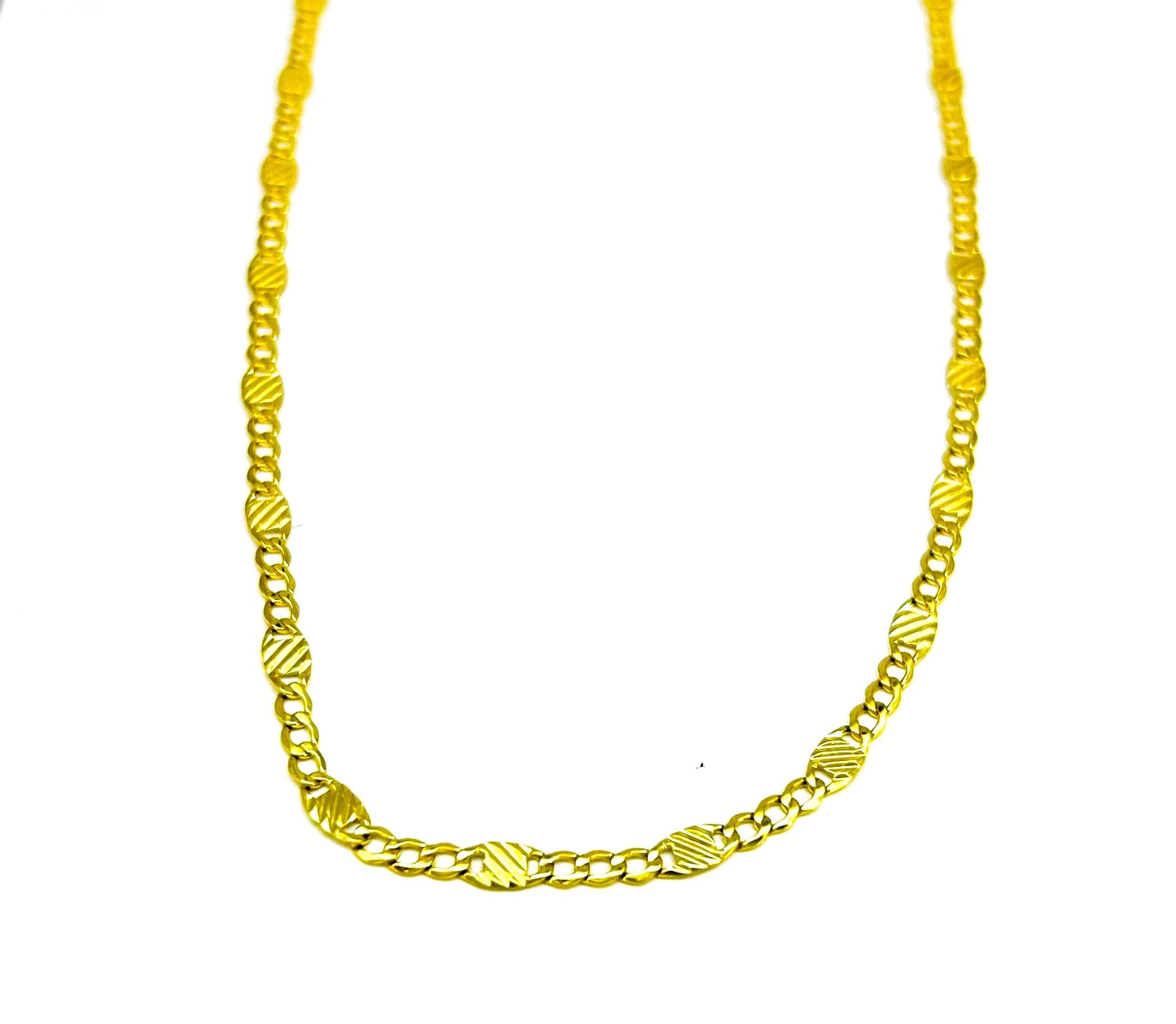 Collana Uomo Donna Oro Giallo Maglia Piatta Chiusura Moschettone CL013