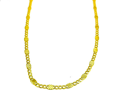 Collana Uomo Donna Oro Giallo Maglia Piatta Chiusura Moschettone CL013