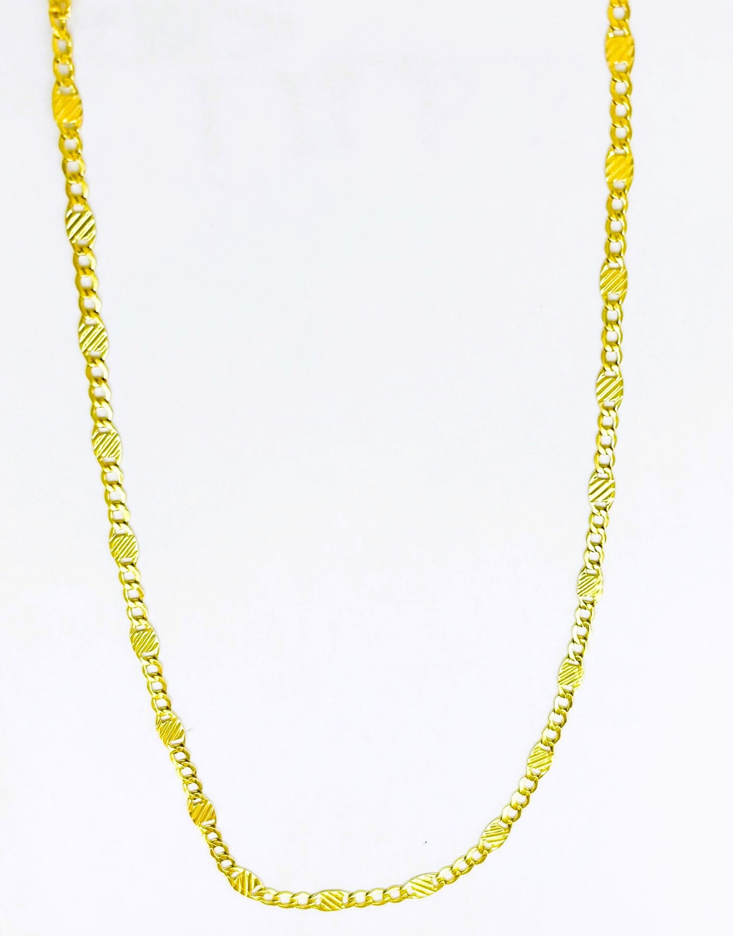 Collana Uomo Donna Oro Giallo Maglia Piatta Chiusura Moschettone CL013