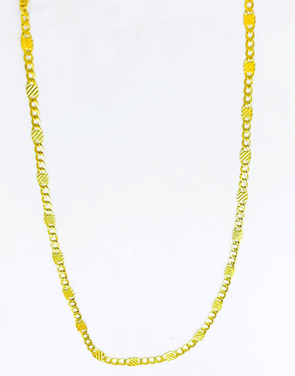 Collana Uomo Donna Oro Giallo Maglia Piatta Chiusura Moschettone CL013