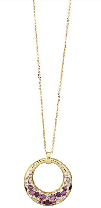 Collana Boccadamo Donna Bronzo Gold Pendente Cerchio Zirconi Viola Incastonati _XGR735DV