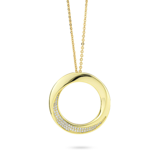 Collana Boccadamo Donna Bronzo Cerchio Oro Pavè di Zirconi _KGR044D