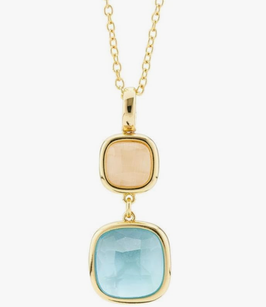Collana Boccadamo Donna Bronzo Pendente 2 Cristalli Pesca e Acquamarina _XGR712DA