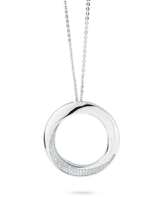 Collana Boccadamo Donna Bronzo Placc. Argento Cerchio Pavè di Zirconi _KGR044