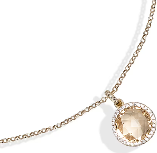 Collana Boccadamo Donna Bronzo Placcata Oro Giallo Cristallo Briolette Color Champagne e Zirconi _XGR260DC