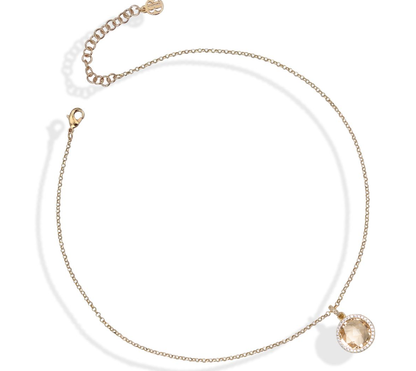 Boccadamo Damen-Halskette aus Bronze, Gelbgold plattiert, champagnerfarbenem Briolette-Kristall und Zirkonia _XGR260DC 