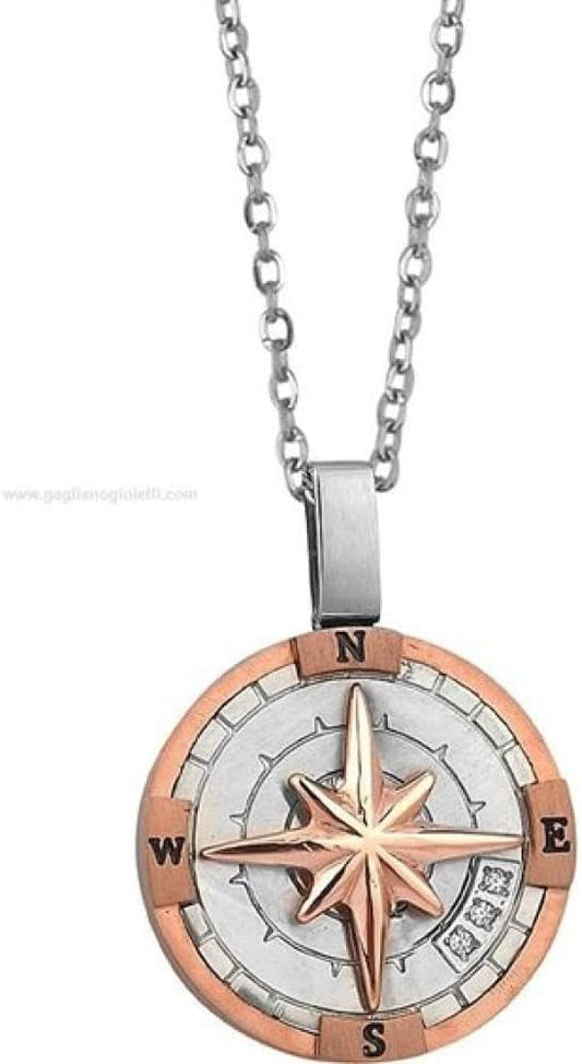 Collana Boccadamo Uomo Acciaio Ciondolo Rosa dei Venti Rame _AGR212R