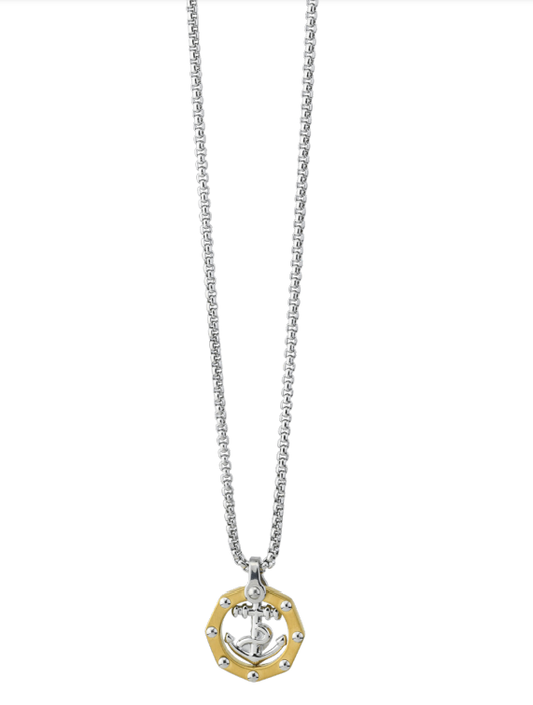 Collana Boccadamo Uomo Acciaio Pendente Ancora Esagonale Gold _AGR255D